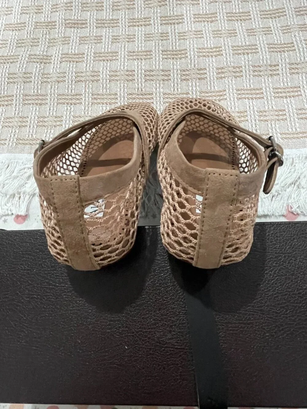 Alaia Nude Mesh Mary Jane Flats